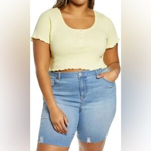 New BP Light Yellow Ribbed Crop Top 1X